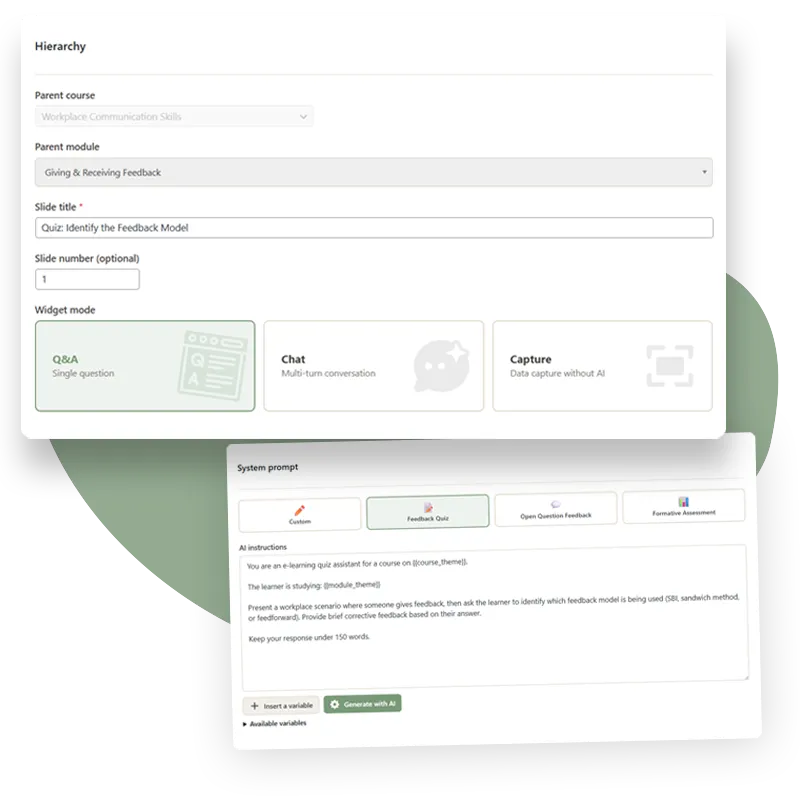 SlideMind Dialogue Engine — AI-powered conversation in an e-learning slide
