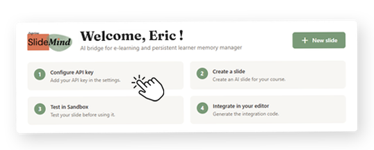 SlideMind 4-step setup wizard