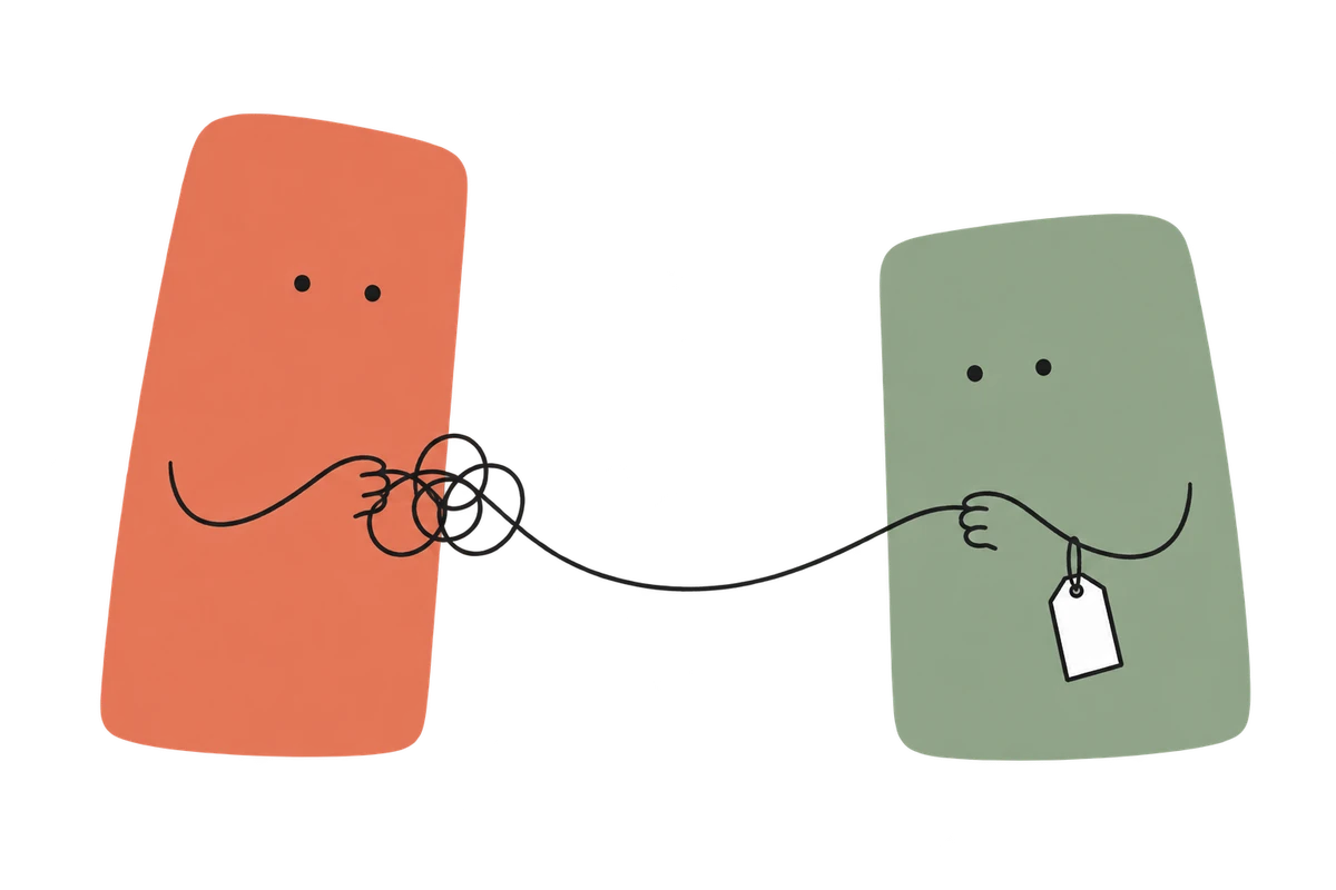 SlideMind démêle délicatement un fil tenu par le personnage vert sauge de la formation pour l’aider à surmonter des obstacles techniques